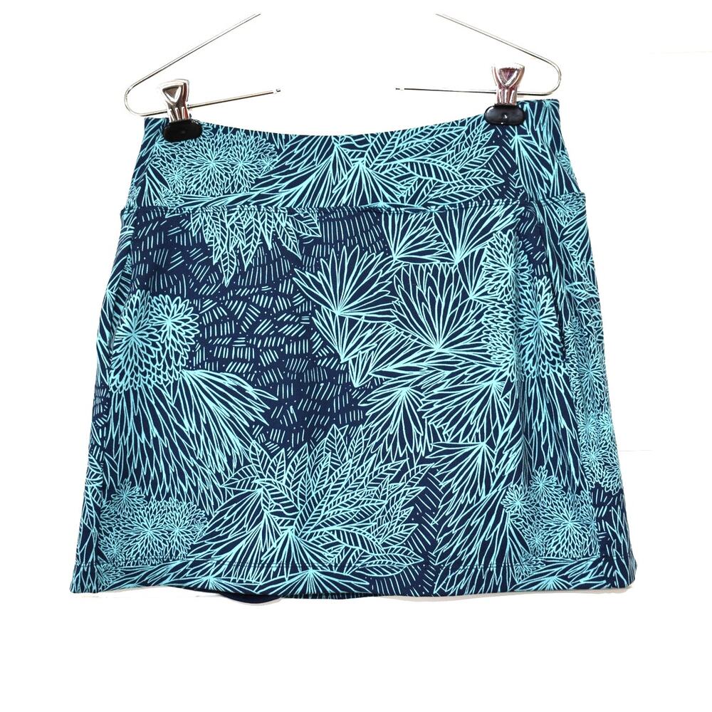 Title Nine Skort Medium Blue Stretch Floral Skirt Shorts Tennis Yoga Running Fit